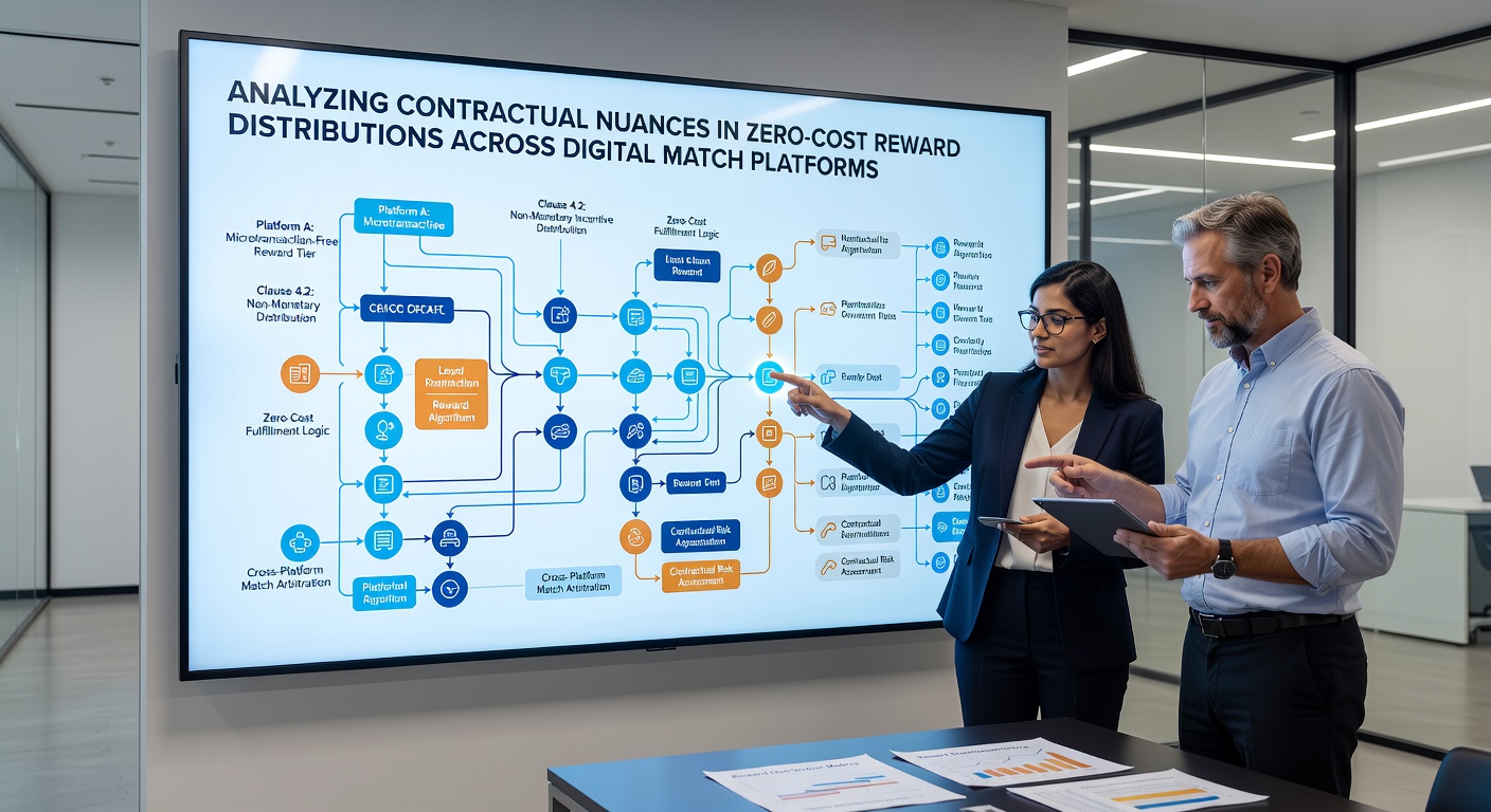 Contract document review on tablet screen with reward allocation charts in background