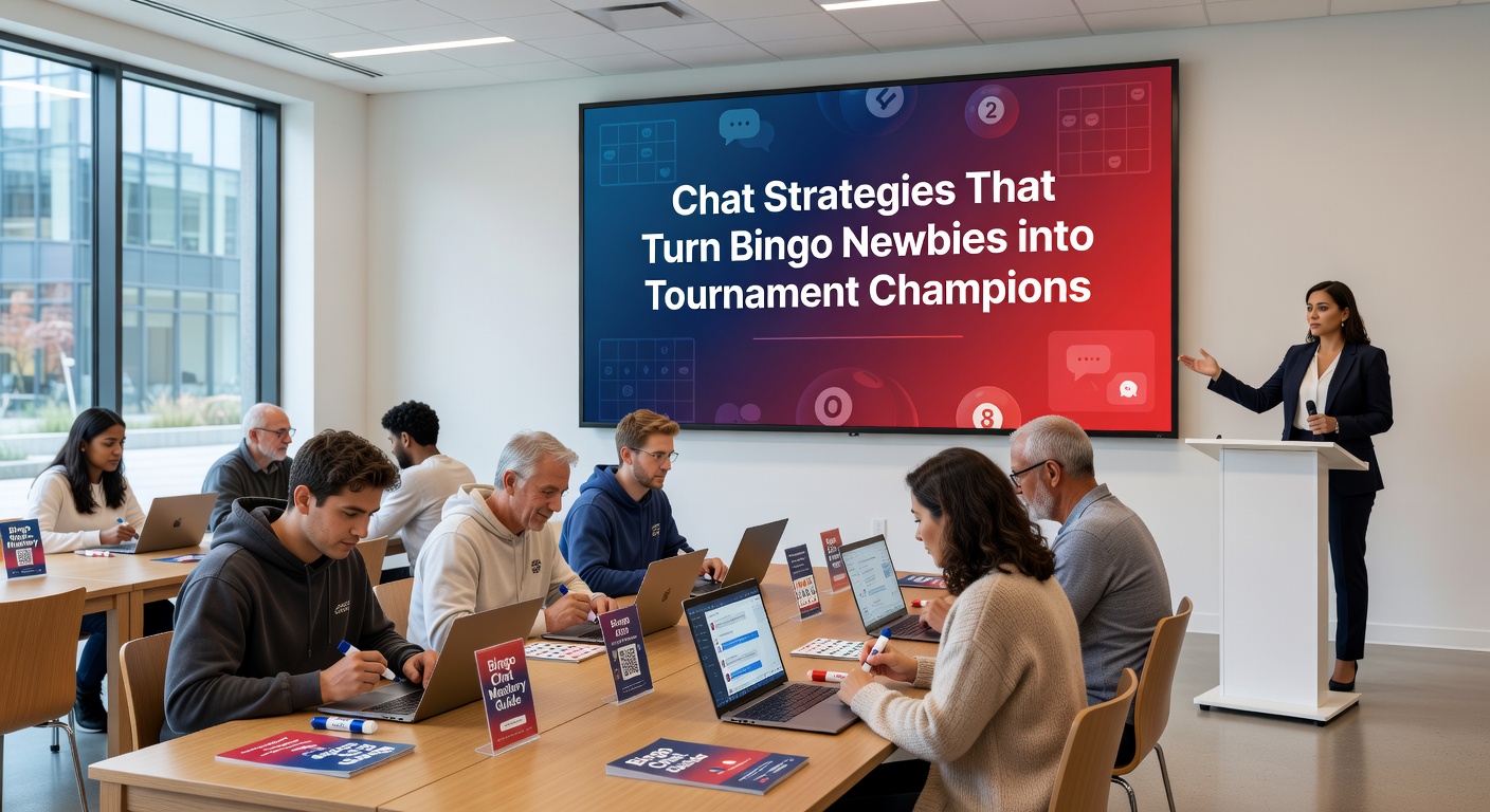 Close-up of a bingo chat window during a tournament, showing players typing strategies, sharing number predictions, and using emojis to signal alliances amid colorful game interfaces