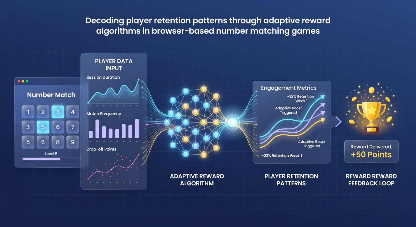 Data visualization dashboard displaying retention curves and reward adjustment timelines for number matching users