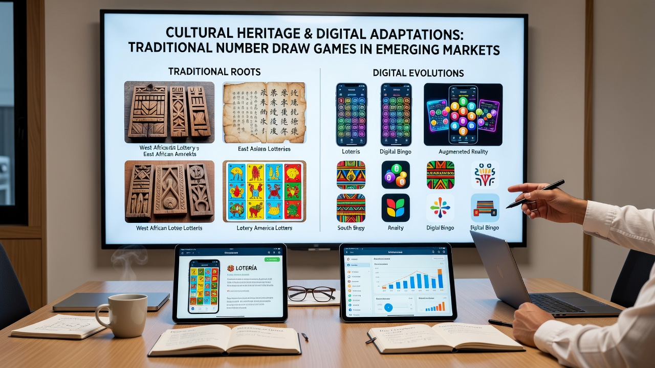 Mobile screen displaying culturally adapted number draw interface with regional symbols