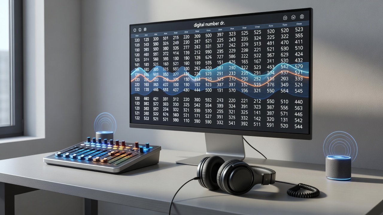 Close-up of sound layering controls and focus tracking metrics in a digital number draw application