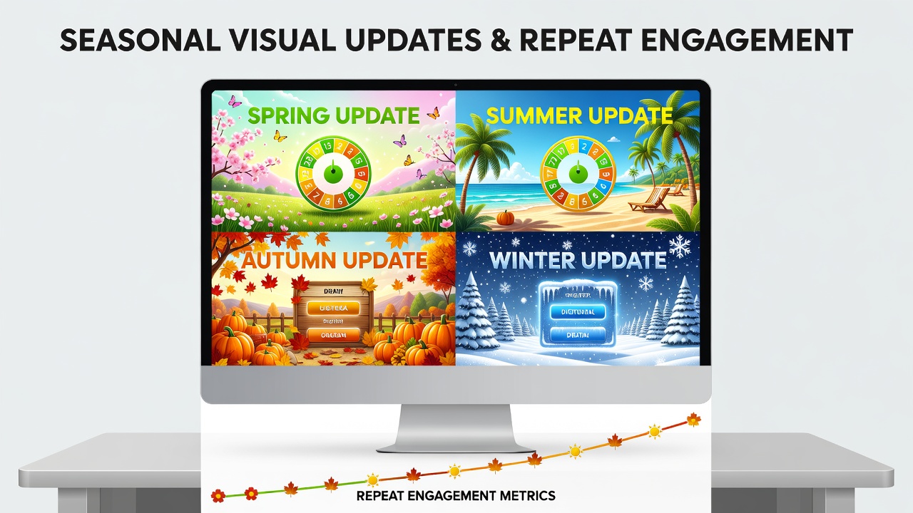 Browser interface displaying autumn-themed number draw game with falling leaves and warm color palette