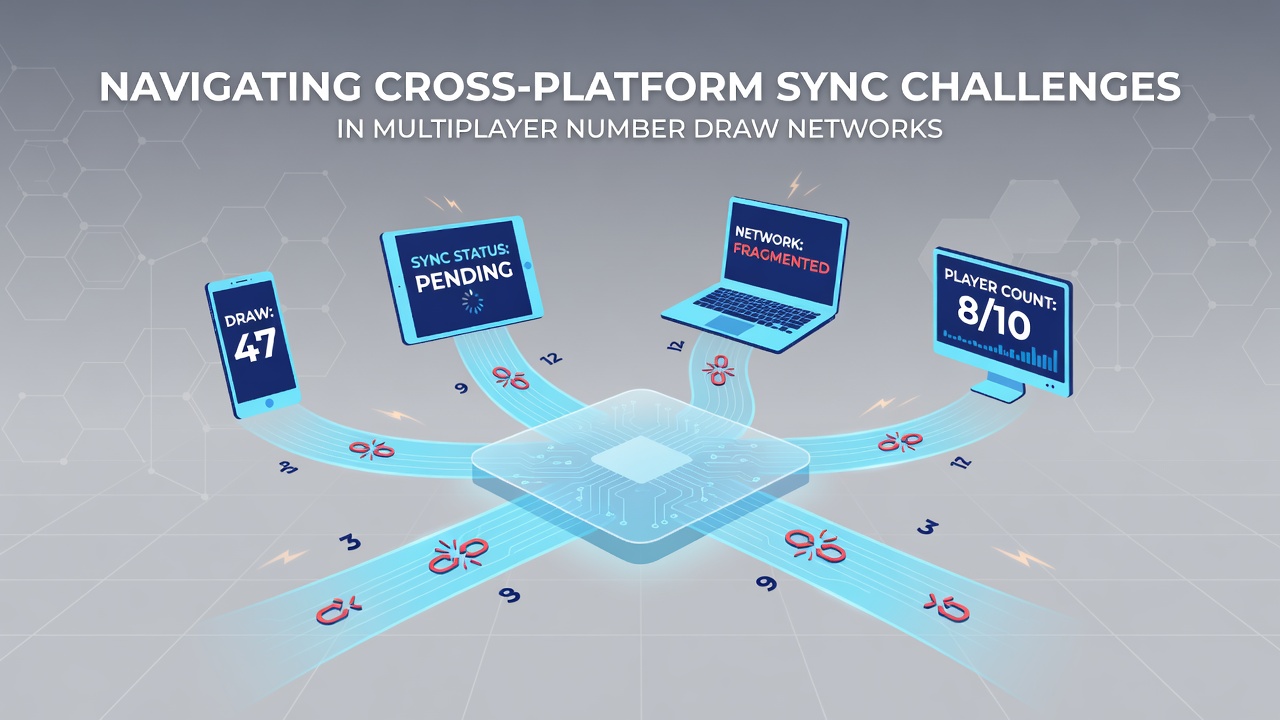 Diagram showing data synchronization across mobile, desktop, and tablet devices in a number draw network